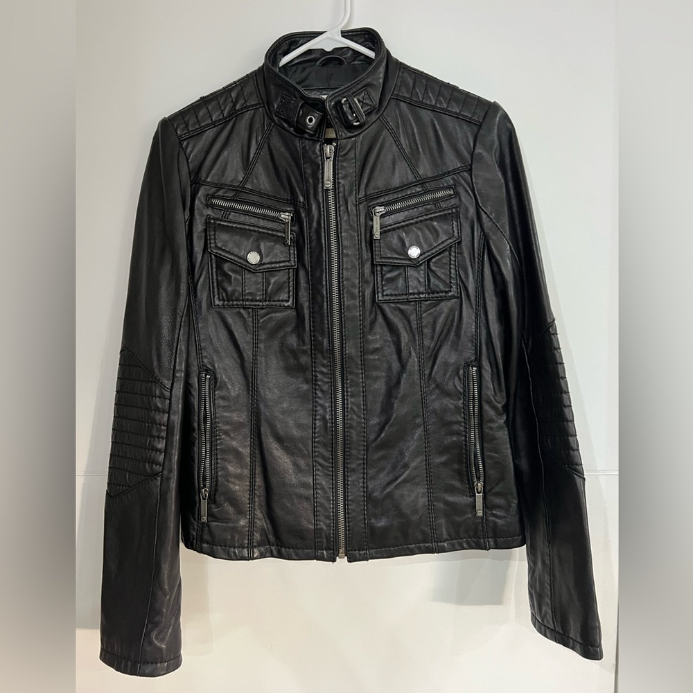 Michael Kors black super soft leather moto jacket